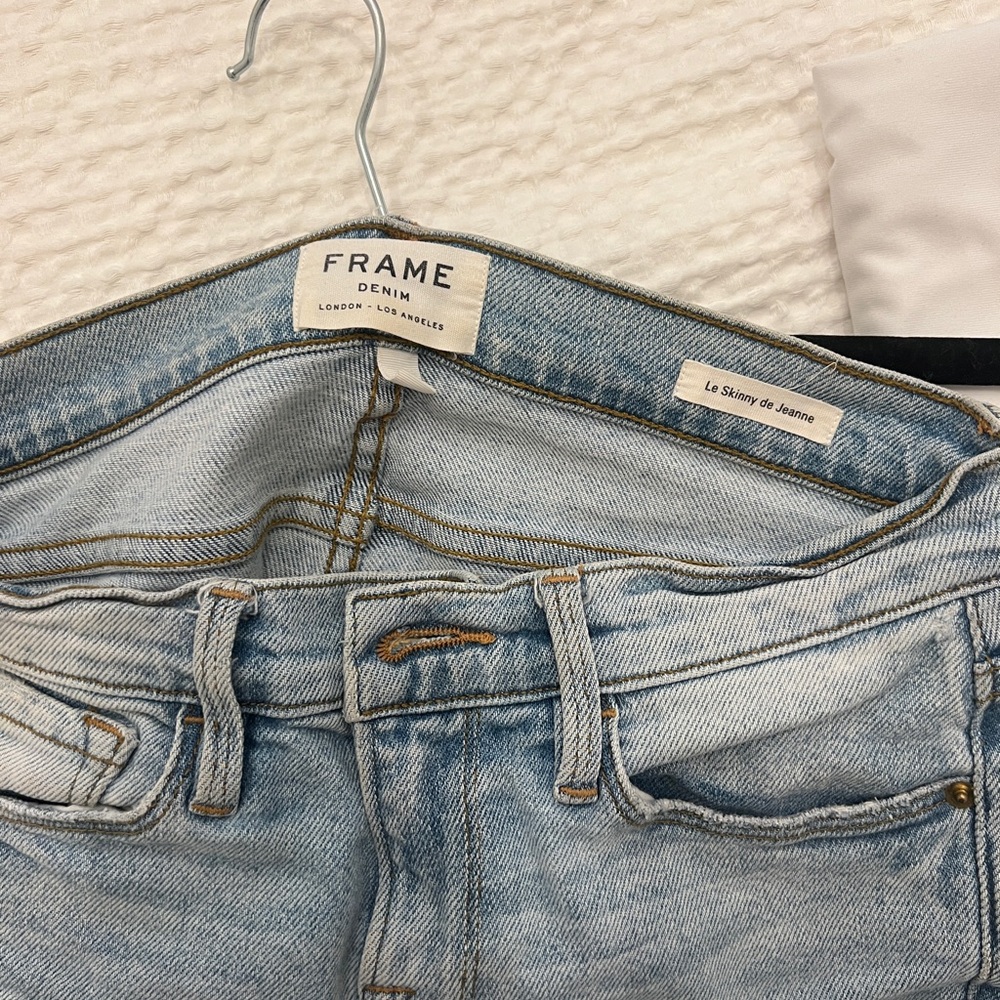 FRAME WOMENS LE SKINNY LE JEANNE JEANS LIGHT BLUE LOW RISE SIZE 25 - Picture 5 of 6